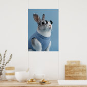 Cool Rabbit in Blue Sweater and Round Sunglasses Poster (Küche)