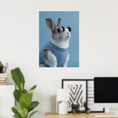 Cool Rabbit in Blue Sweater and Round Sunglasses Poster (Heimbüro)