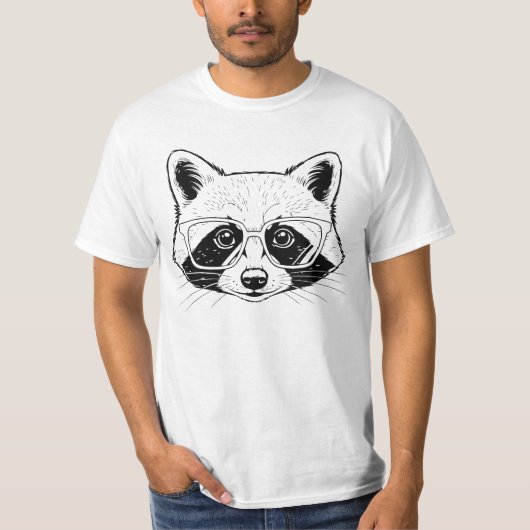 Cool Raccoon with Glasses T-Shirt (Vorderseite)