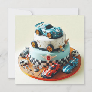 COOL RACE AUTO THEMA KINDERGEBURTSTAG CAKE KARTE