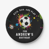 Cool Rainbow Black Soccer Sportball Balls Paint Pappteller (Vorderseite)