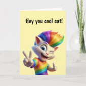 Cool Rainbow Cat Birthday Karte (Vorderseite)