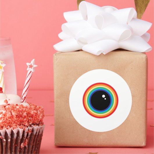 Cool Rainbow Eyeball Runder Aufkleber (Party)