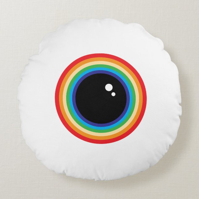 Cool Rainbow Eyeball Rundes Kissen (Vorderseite)
