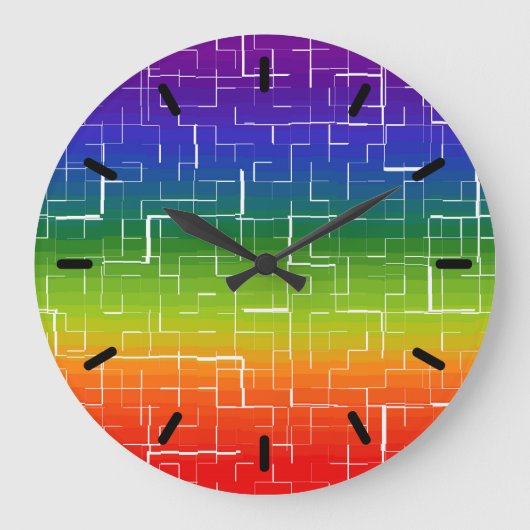 Cool Rainbow Pattern Große Wanduhr (Vorderseite)