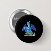 Cool Reading Books Dragon Book Lover Bookworm Men  Button (Vorne & Hinten)