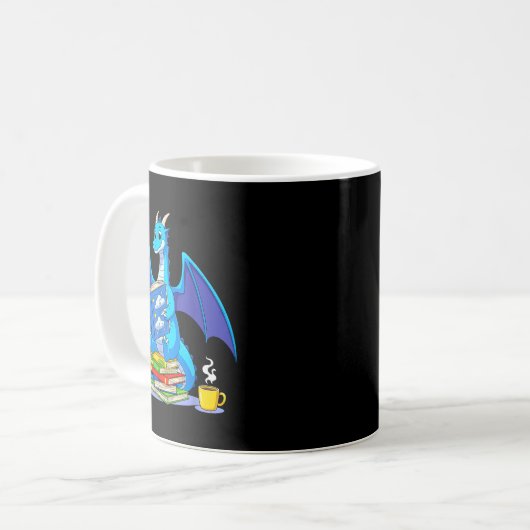 Cool Reading Books Dragon Book Lover Bookworm Men Kaffeetasse (Vorderseite Links)