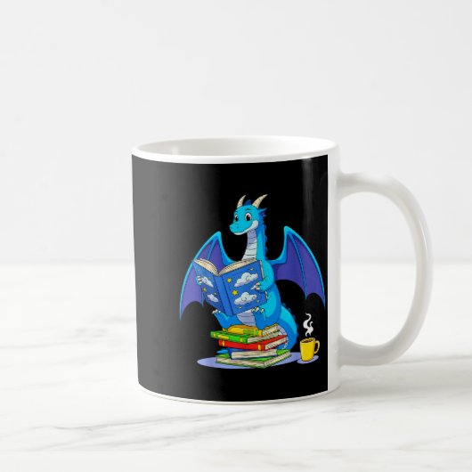 Cool Reading Books Dragon Book Lover Bookworm Men Kaffeetasse (Rechts)
