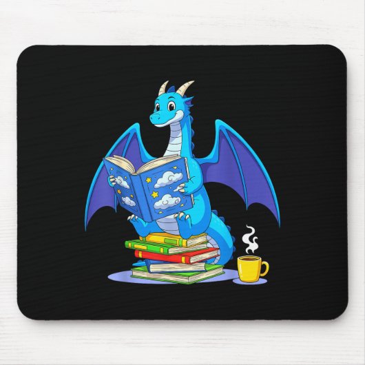 Cool Reading Books Dragon Book Lover Bookworm Men Mousepad (Vorne)