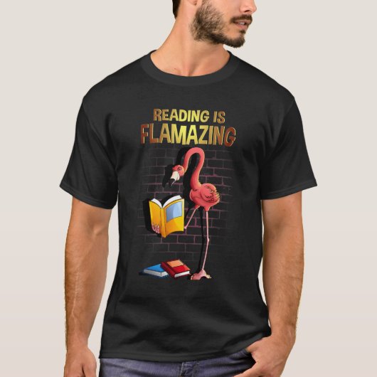 Cool Reading is Flunny Funny Flamingo Book Lesen T-Shirt (Vorderseite)