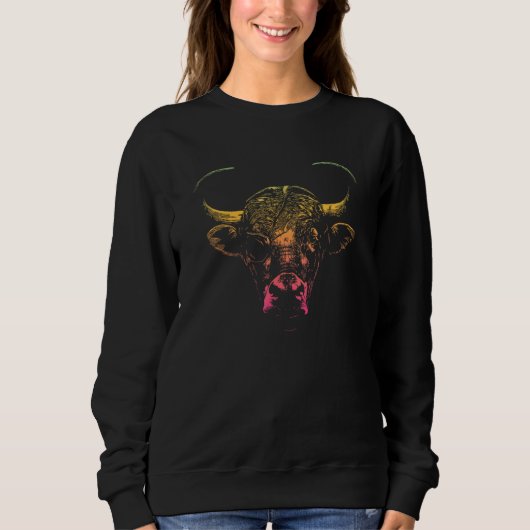 Cool realistic hand drawn COW with Eye Patch Sweatshirt (Vorderseite)