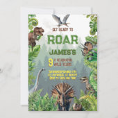 Cool realistische Dinosaurier Geburtstag Einladung (Vorderseite)