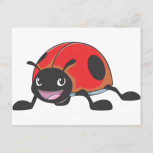 Cool Red Baby Ladybug Cartoon Postkarte