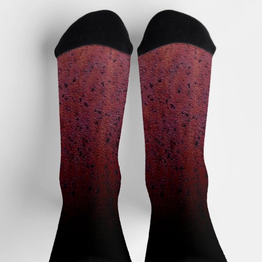 Cool Red Brown Black Ombre Rust Metal Patina Socken (Oben)
