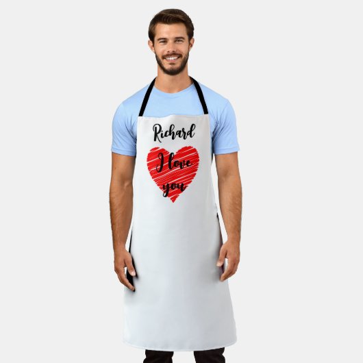 Cool red heart I love you for boyfriend Schürze (Getragen)