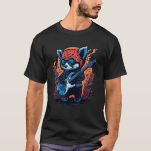 Cool Red Panda Playing Gitarre Graphic Animal Enth T-Shirt