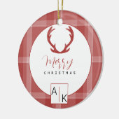 Cool Red Tartan Monogramm Keramik Ornament (Links)