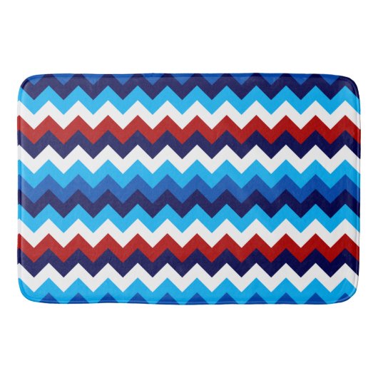 Cool Red White Blue Chevron Print Large Bath Mat Badematte (Vorderseite)