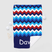 Cool Red White Blue Chevrons Monogram Golf Handtuc Golfhandtuch (Insitu)
