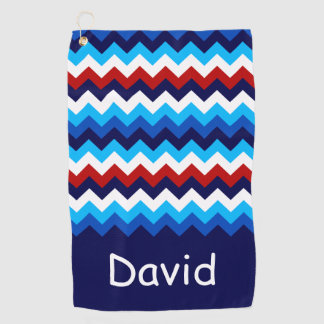 Cool Red White Blue Chevrons Monogram Golf Handtuc Golfhandtuch