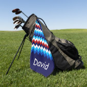 Cool Red White Blue Chevrons Monogram Golf Handtuc Golfhandtuch (Gras)