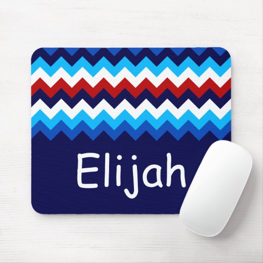 Cool Red White Blue Chevrons Monogram Mousepad (Mit Mouse)