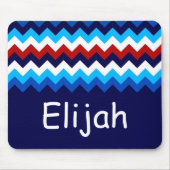 Cool Red White Blue Chevrons Monogram Mousepad (Vorne)