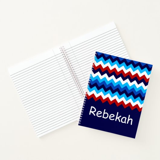 Cool Red White Blue Chevrons Monogram Notebook Notizblock (Innenseite)