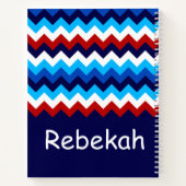 Cool Red White Blue Chevrons Monogram Notebook Notizblock (Rückseite)