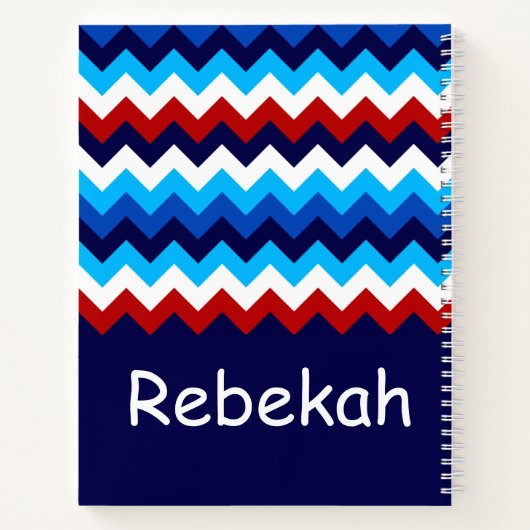 Cool Red White Blue Chevrons Monogram Notebook Notizblock (Rückseite)