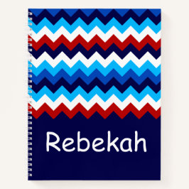 Cool Red White Blue Chevrons Monogram Notebook Notizblock
