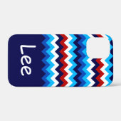 Cool Red White Blue Chevrons Monogram Phone Case (Rückseite (Horizontal))