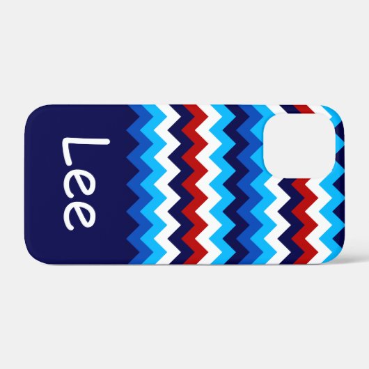 Cool Red White Blue Chevrons Monogram Phone Case (Rückseite (Horizontal))