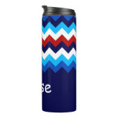 Cool Red White Blue Chevrons Monogram Tumbler Thermosbecher (Nach rechts gedreht)