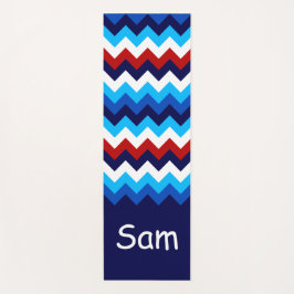 Cool Red White Blue Chevrons Monogram Yoga Mat Yogamatte
