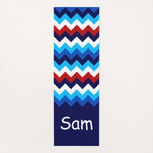 Cool Red White Blue Chevrons Monogram Yoga Mat Yogamatte