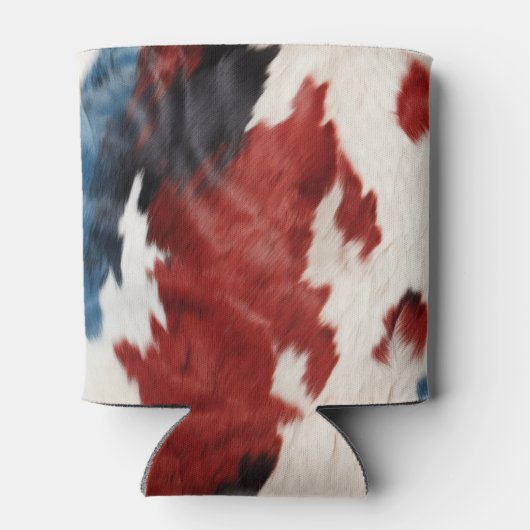 Cool Red White Blue Cow Print Dosenkühler (Rückseite)