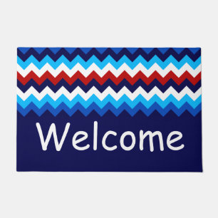 Cool Red White Blue Zickzack Monogram Large Doorma Fußmatte