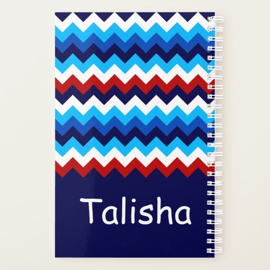 Cool Red White Blue Zickzack Monogram Small Planne Planer (Rückseite)