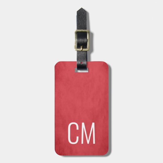 Cool Red White Bold Monogram Gepäckanhänger (Vorderseite vertikal)