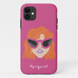 Cool Redhead with Glasses Pink Custom Name Case-Mate iPhone Hülle