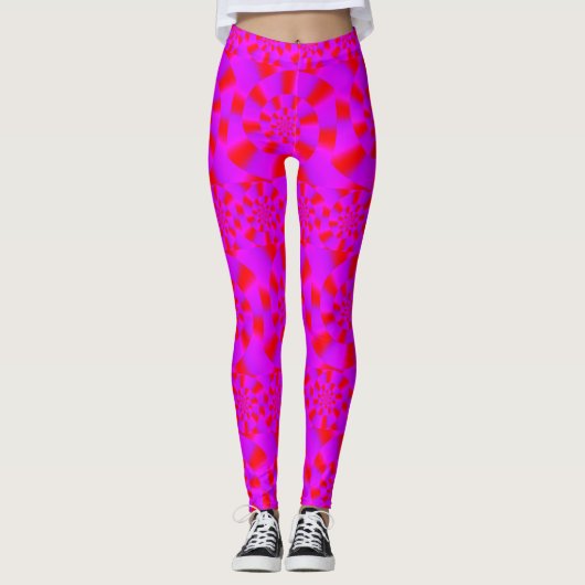 Cool Reflektives Neon Candy Cane Wirbel Muster Leggings (Vorderseite)