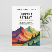 Cool Retreat Green Team Gebäude Forest Watercolor Einladung (Stehend Vorderseite)