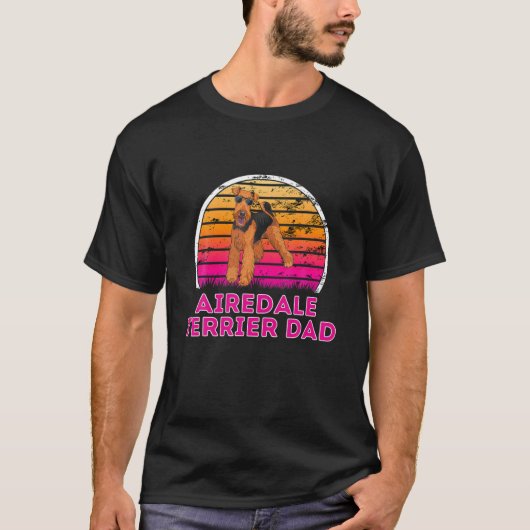 Cool Retro Airedale Terrier Vater - Hund Lover Vat T-Shirt (Vorderseite)