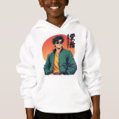 Cool Retro Anime Typ - Stilvolle 80er Ästhetik Hoodie (Vorderseite)