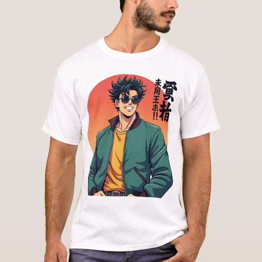 Cool Retro Anime Typ - Stilvolle 80er Ästhetik T-Shirt (Vorderseite)