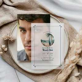 Cool Retro Beach Club Geburtstagsparty Pergament Einladungen