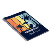 Cool Retro Beach House Custom Navy Blue Notizblock (Rechte Seite)
