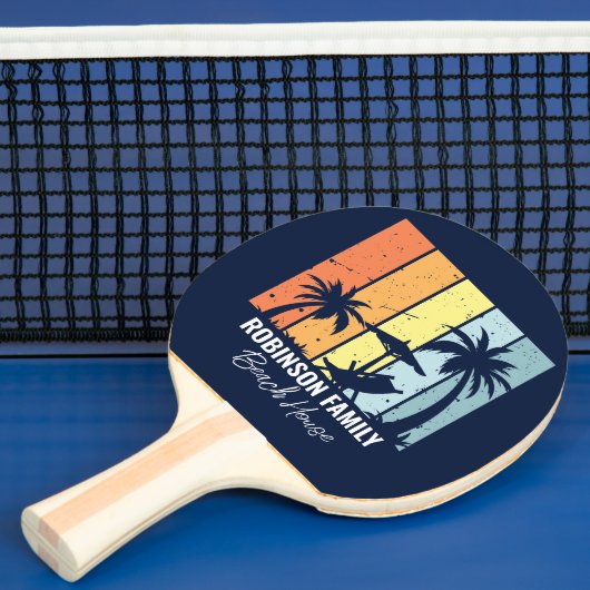 Cool Retro Beach House Custom Navy Blue Tischtennis Schläger (InSitu)