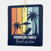 Cool Retro Beach Urlaub Custom Blue Weihnachten Keramikornament (Links)